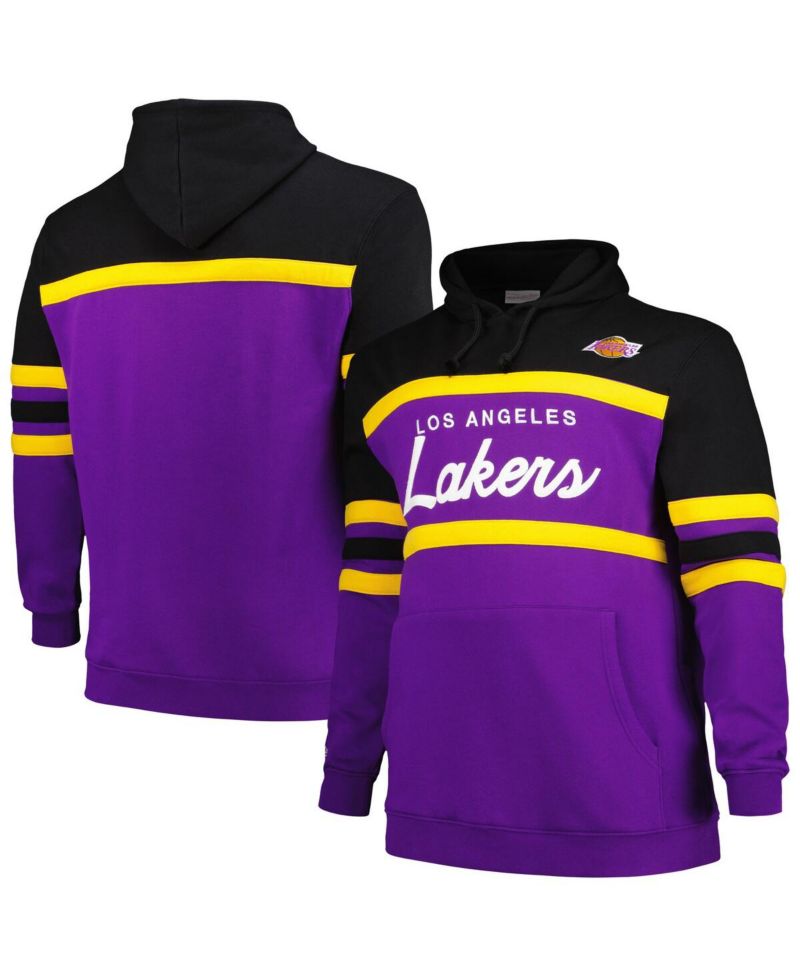 Men's Black/Purple Los Angeles Lakers Big & Tall Hardwood Classics Head Coach Pullover Hoodie