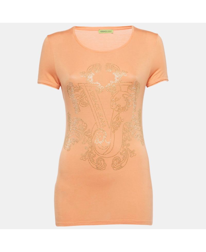 Women's Jeans Orange Studded Jersey T-Shirt