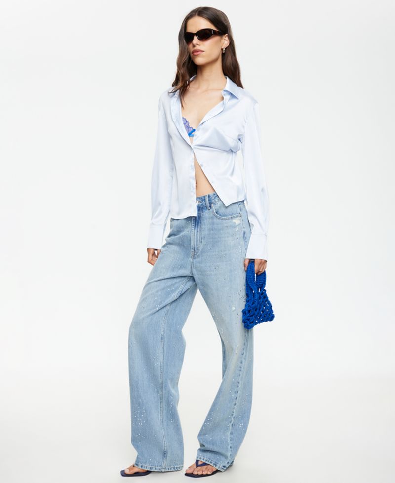 Women's Diamante Straight Cotton Jeans