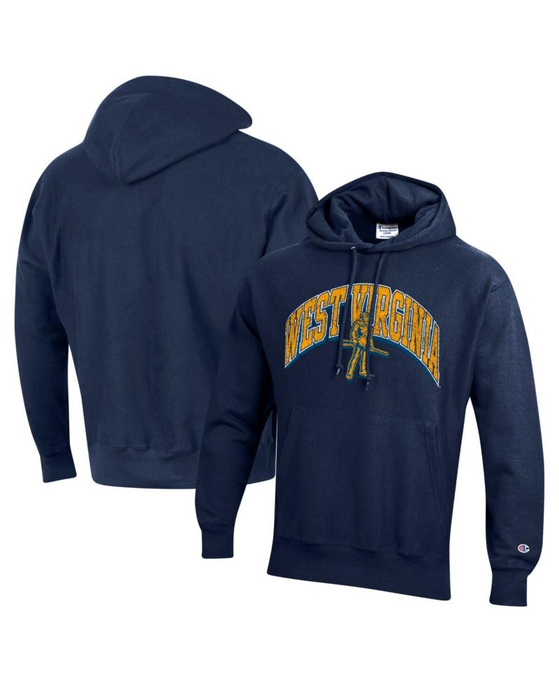 Men's Navy West Virginia Mountaineers Vault Late Night Reverse Weave Pullover Hoodie