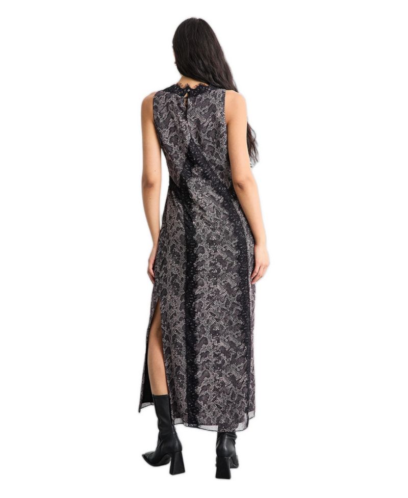 Women's Chiffon Printed Lace Trim Dress