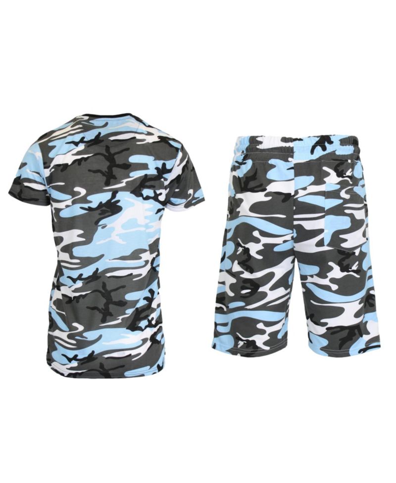 Men's Camo Short Sleeve T-shirt and Shorts, 2-Piece Set