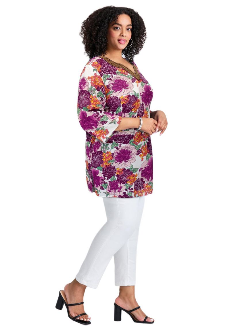 Women's Plus Size Beaded Embellishment Tunic