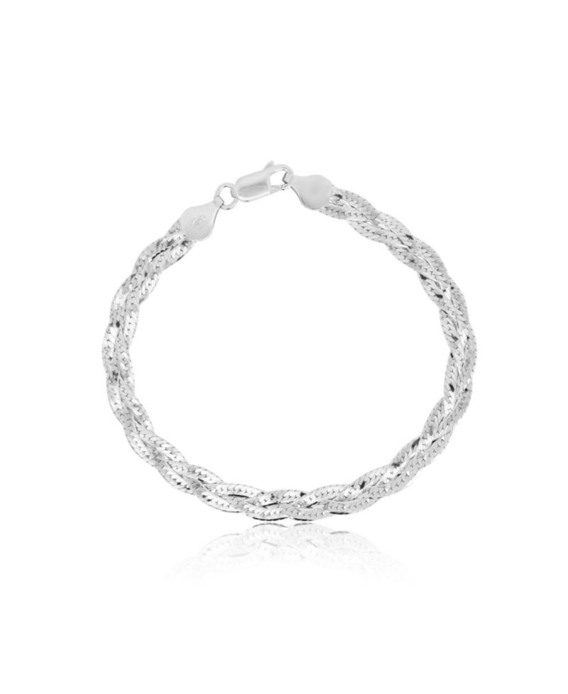 Braided Herringbone Bracelet Sterling Silver