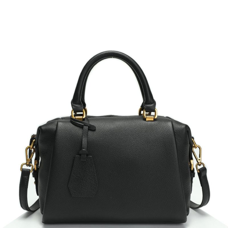 Quinn Womens Pebbled Leather Top Handle Satchel Bag Structured Crossbody Purse Handbag