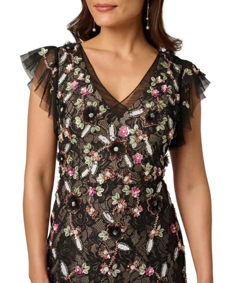 Women's Beaded V-Neck Ball Gown
