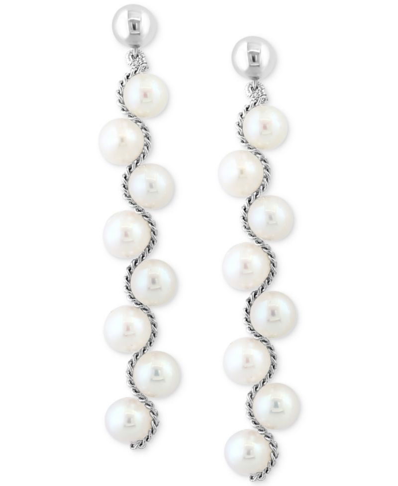 EFFY® Freshwater Pearl Linear Drop Earrings in Sterling Silver