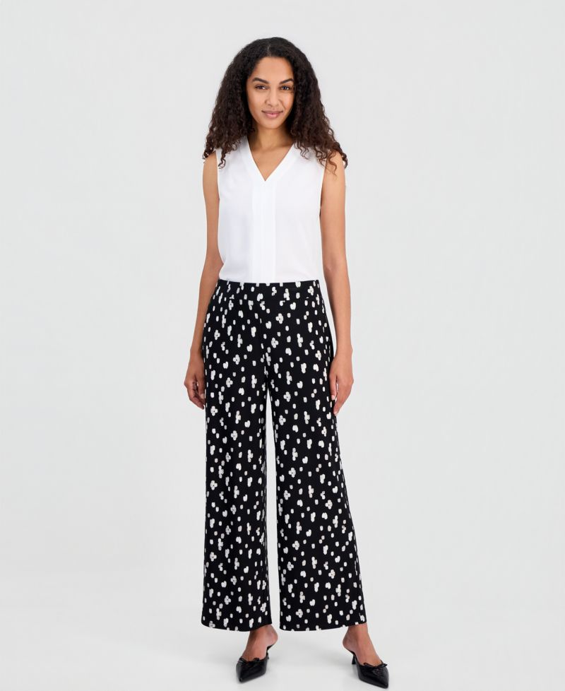 Women's Pull-On Printed Wide-Leg Soft Pants, Regular & Petite