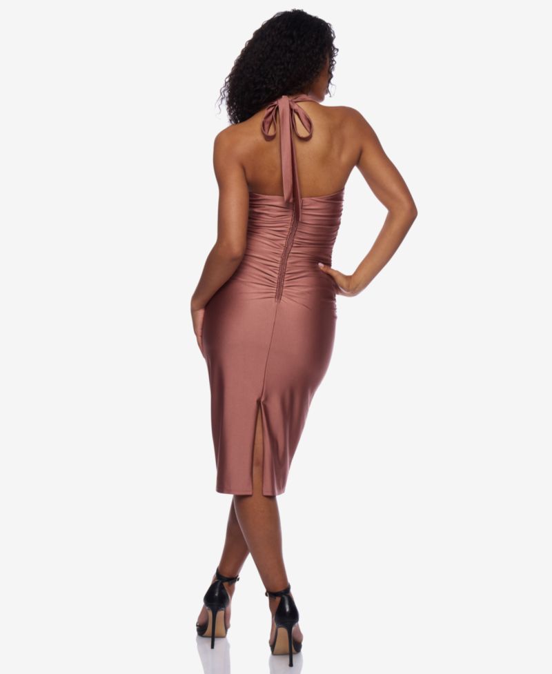 Juniors' Ruched Halter Slim Midi Dress