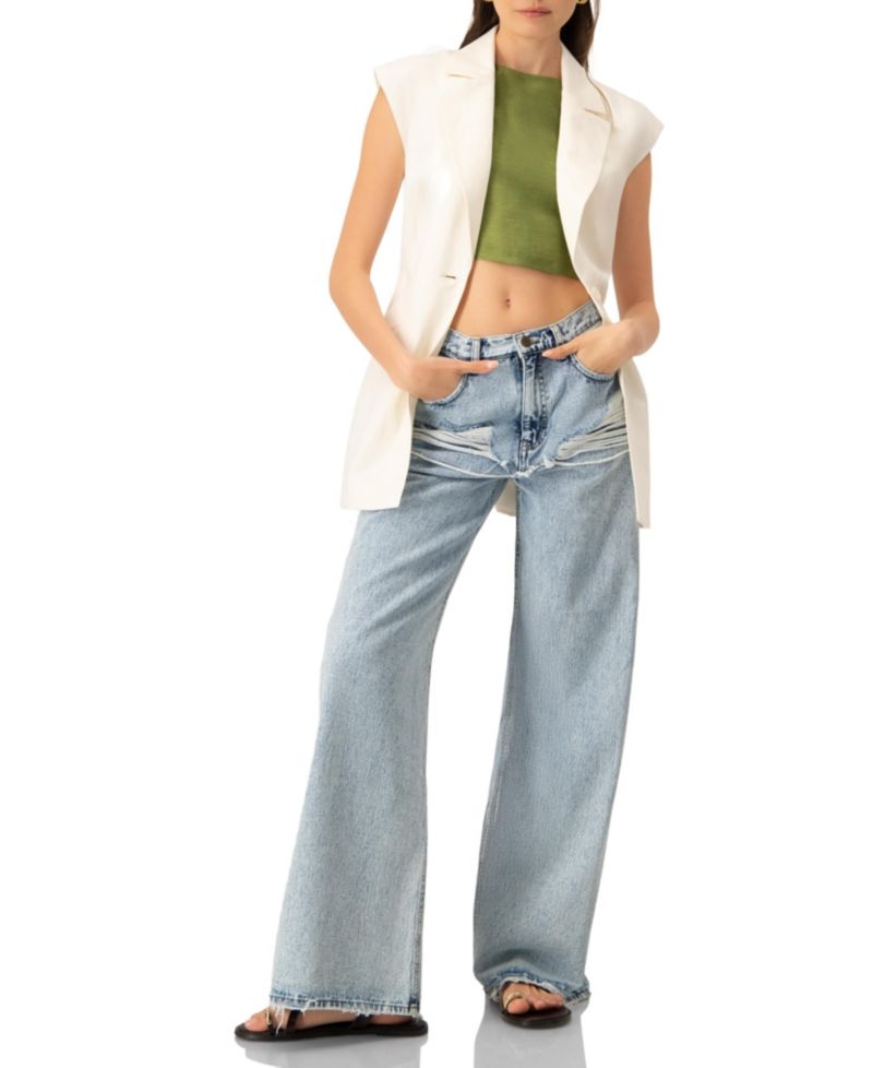 Women's Sleeveless Cropped Linen Top