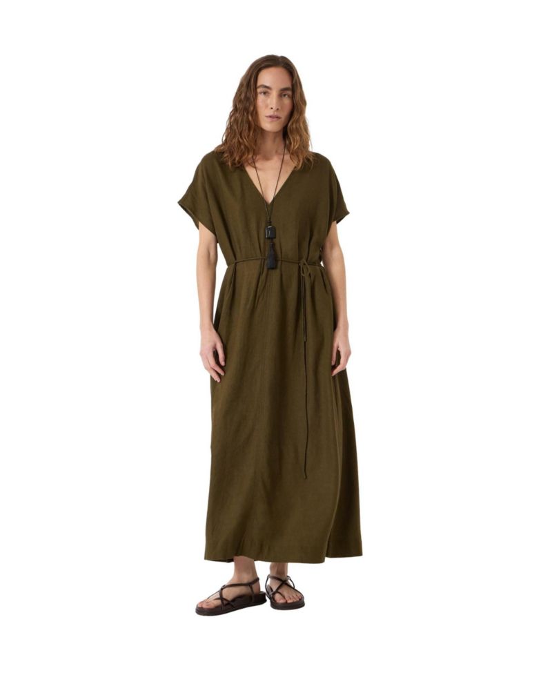 Women's Remy Pleated Linen Blend Midi Dress