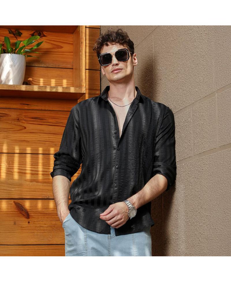 Men's Onyx Black Candy-Striped Shirt