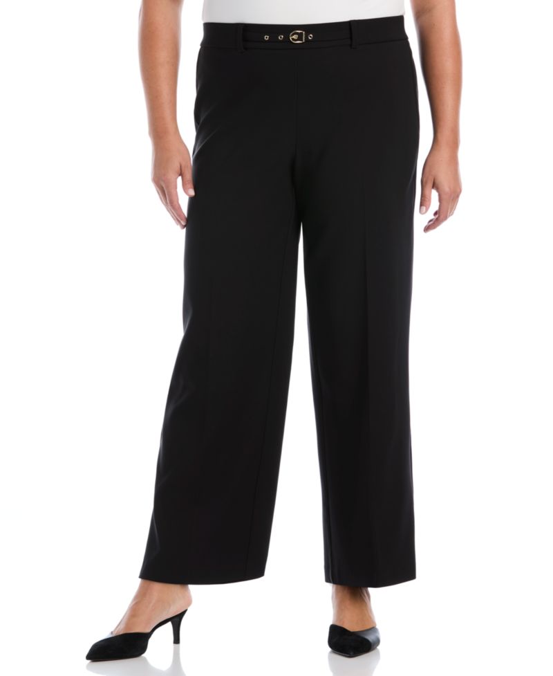 Plus Size Wide-Leg Pull-On Mid-Rise Pants