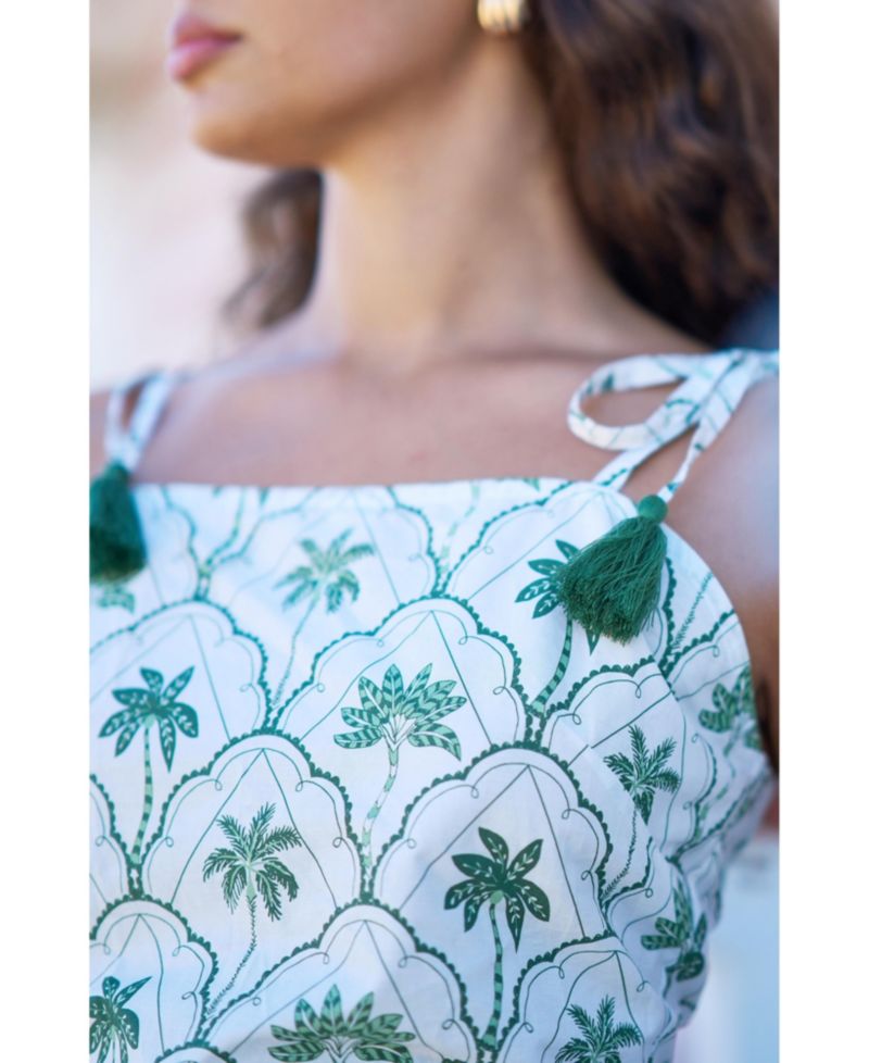 Women's Palm Tree Cotton Shift Mini Dress