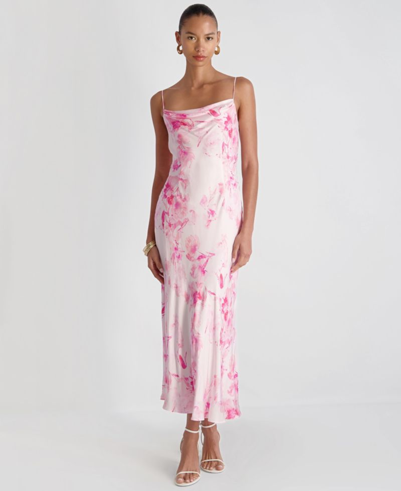 Women's Oona Satin Sophie Cowl Neck Flare Midi Dress