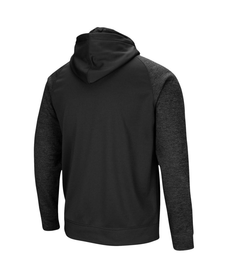 Men's Black Purdue Boilermakers Blackout 3.0 Tonal Raglan Full-Zip Hoodie