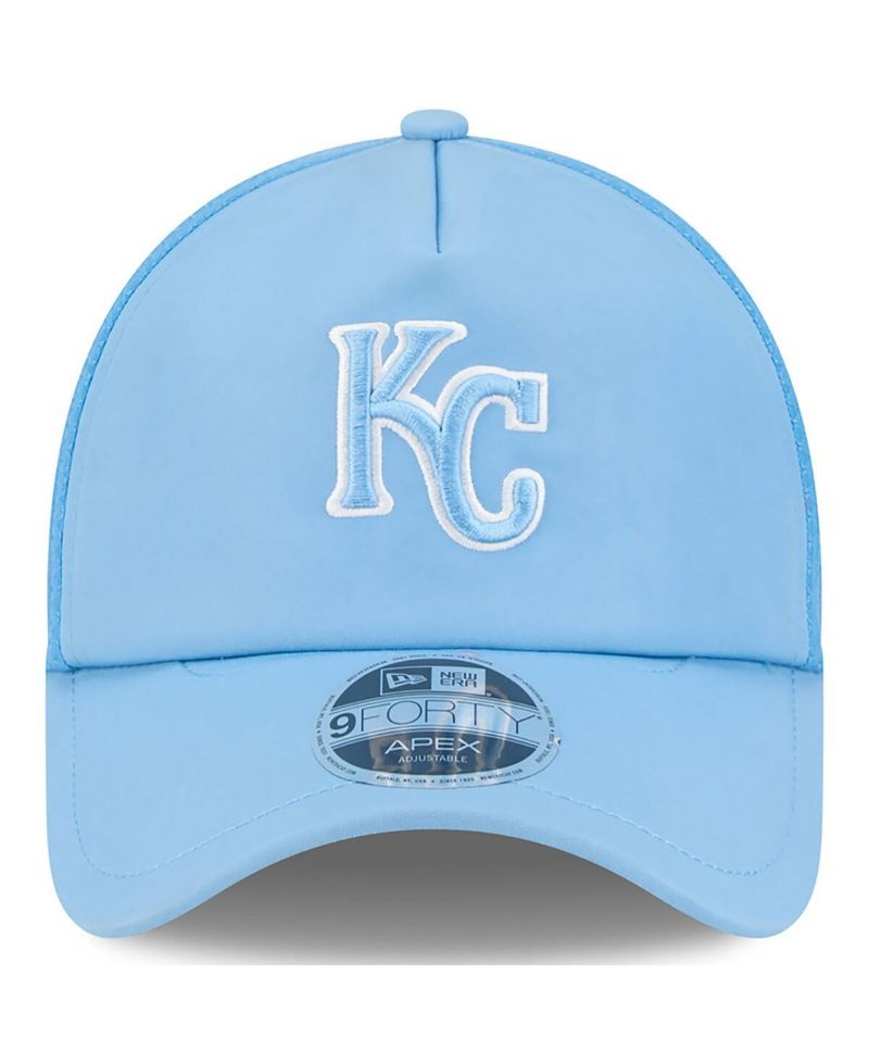 Men's Light Blue Kansas City Royals 2026 Batting Practice Apex 9FORTY Adjustable Trucker Hat