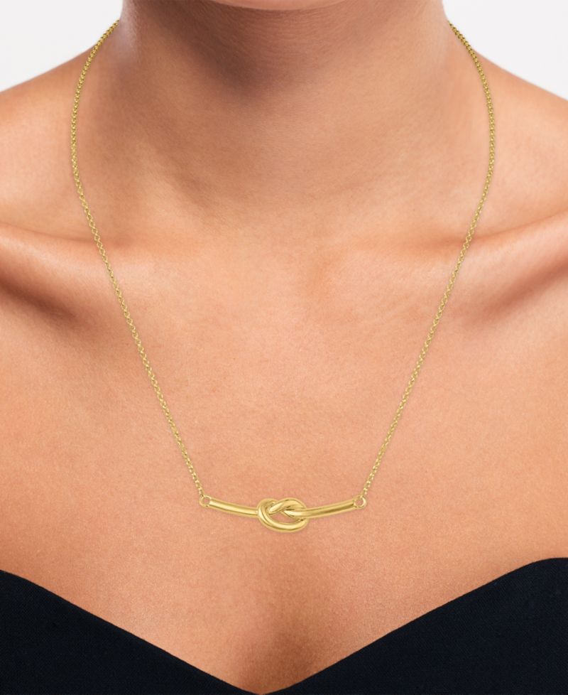 Polished Love Knot Bar Necklace in 14k Gold Over Sterling Silver
