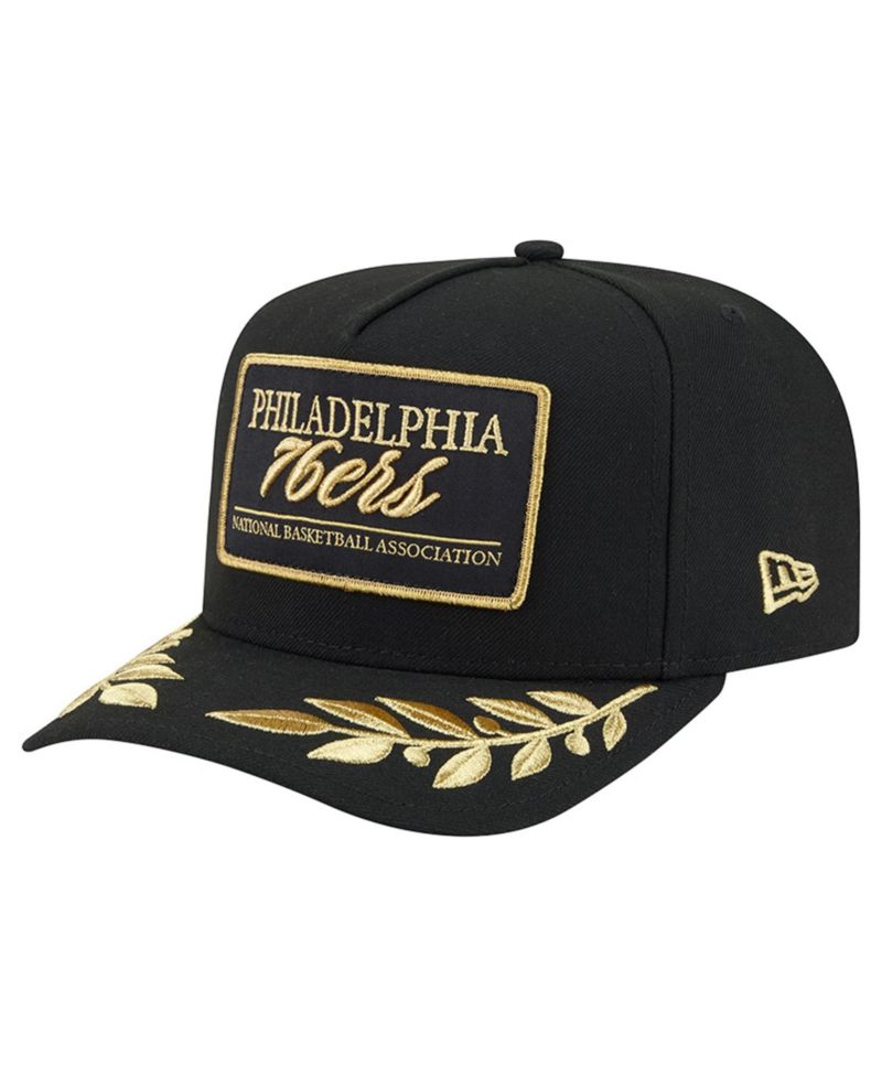 Men's Black Philadelphia 76ers Golden 9FIFTY Snapback Hat