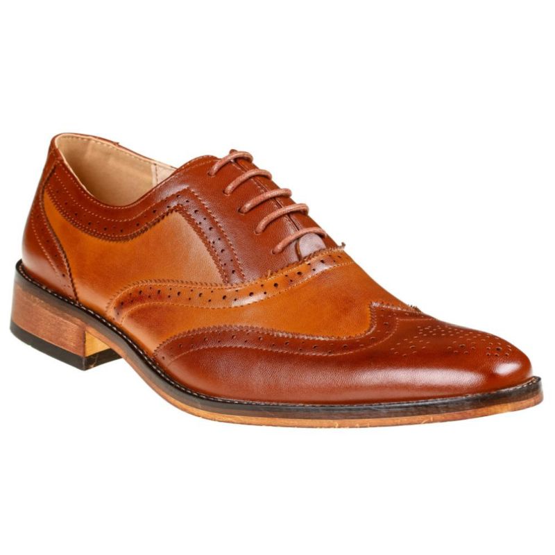 Men's Two Tone Wing Tip Oxford Dress Shoes