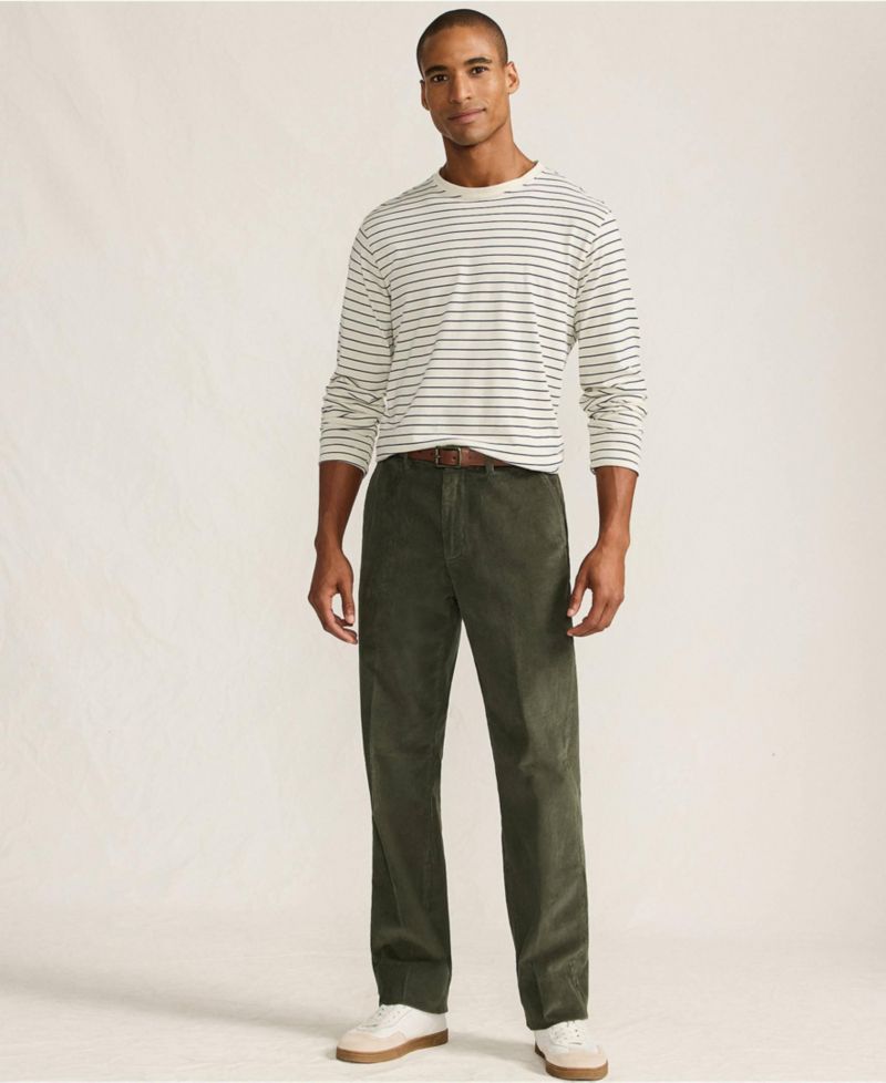 Men's Corduroy Comfort Waist Classic Fit Plain Front Pant
