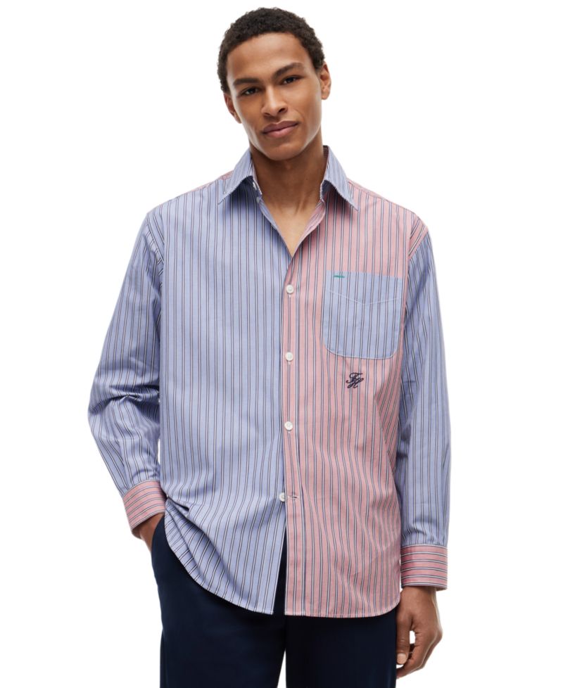 Men's Long-Sleeve Stripe Block Shirt