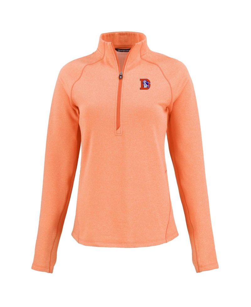 Women's Heather Orange Denver Broncos Peshastin Eco Fleece Tri-Blend Raglan Half-Zip Jacket