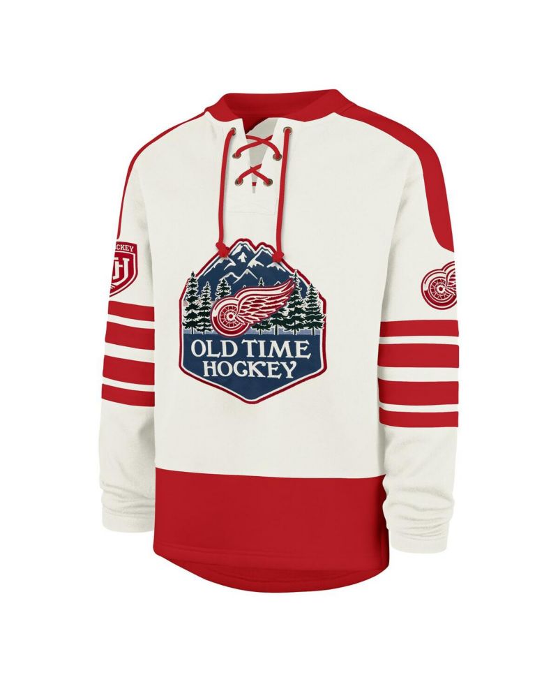 Men's Cream Detroit Red Wings Pond Hockey Trio Eternal Lacer Sweatshirt