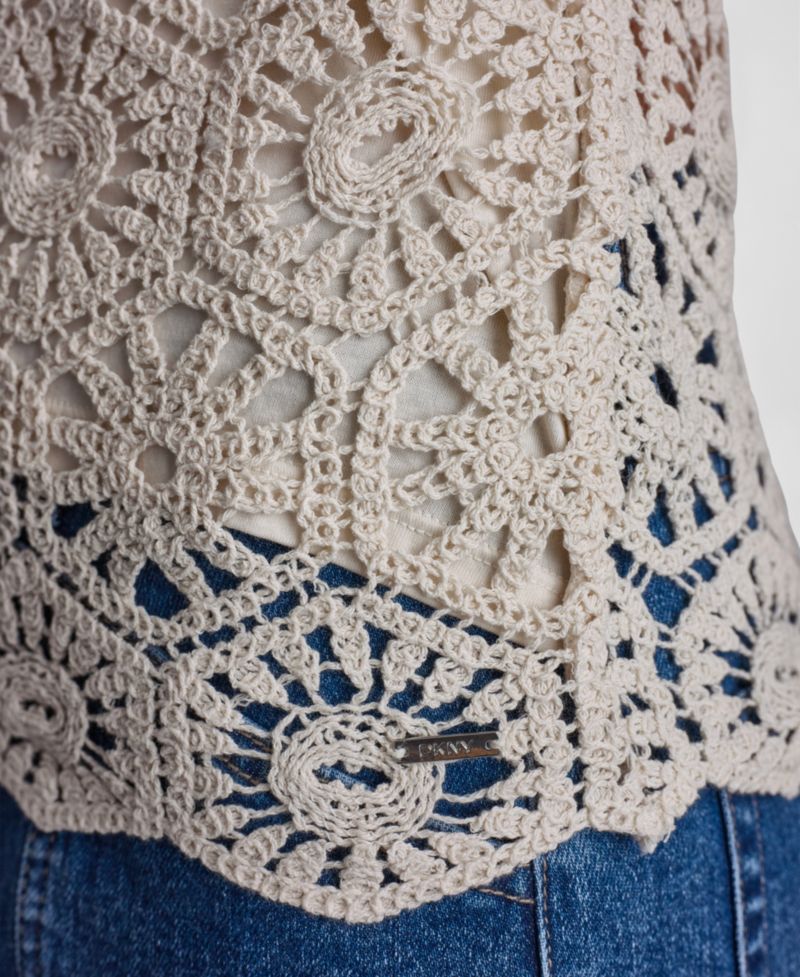 Petite Crochet Crewneck Knit Tank Top