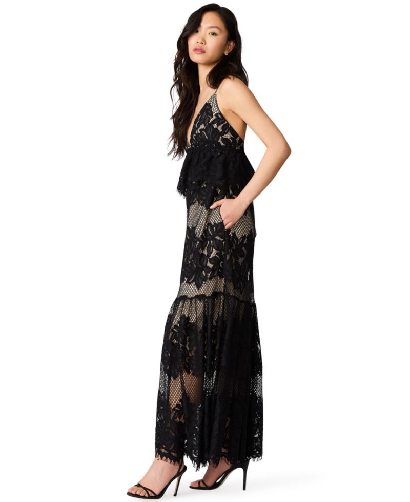 V-Neck Peplum Lace Dress