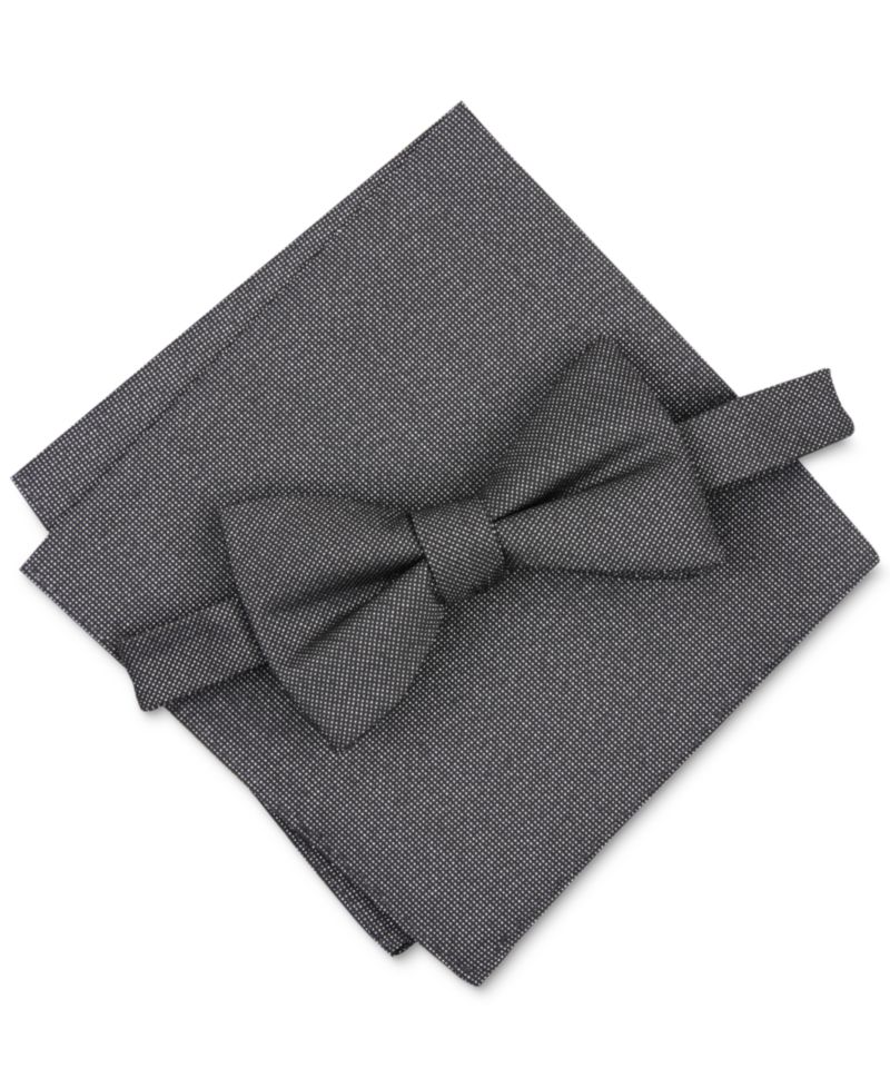 Men's Solid Texture Pocket Square and Bowtie