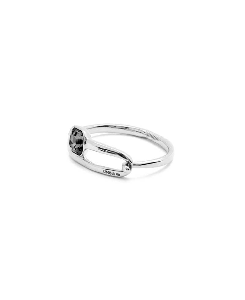 Silver Metal Alloy Black Faceted Glass Bracelet