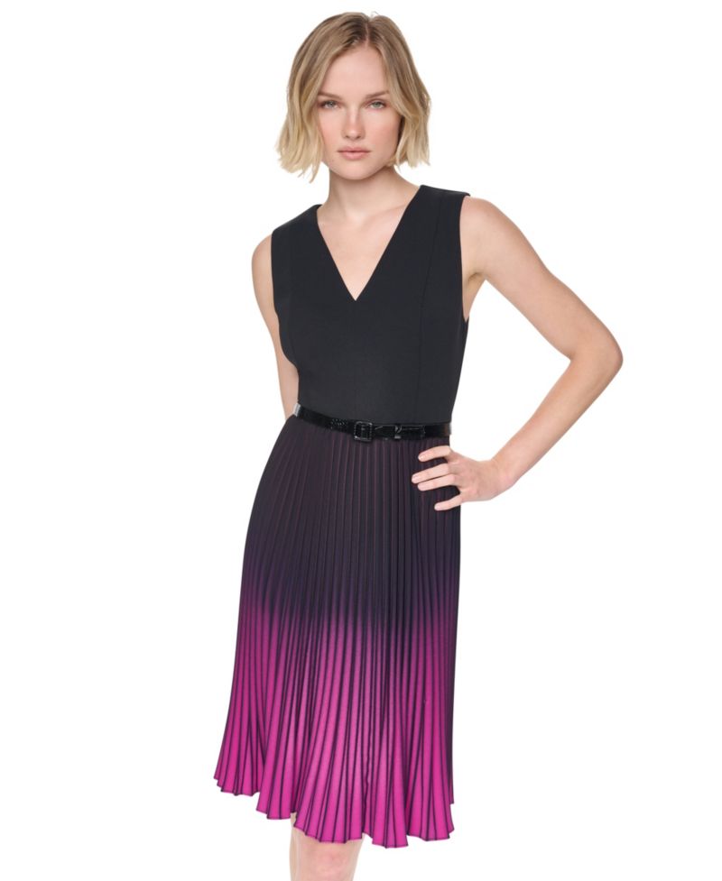 Petite Ombre V-Neck Cocktail Dress