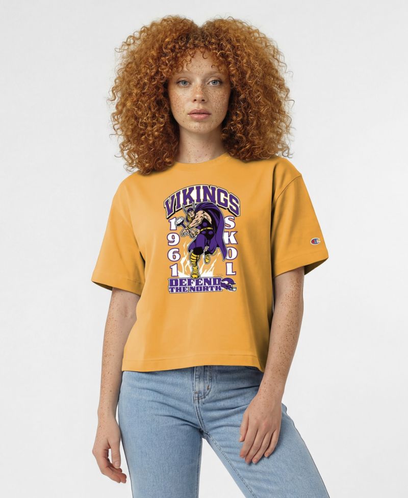 Women's Gold Minnesota Vikings Disney X Champion All Star T-Shirt
