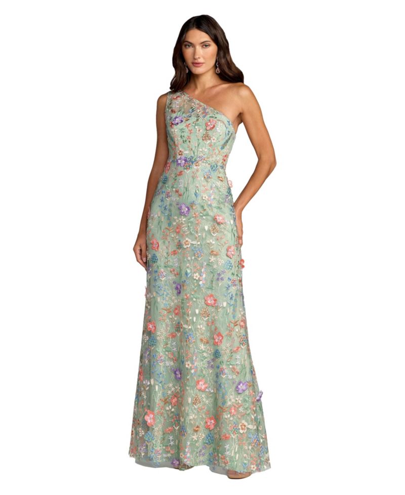 Women's One Shoulder Lace Embroidered Gown