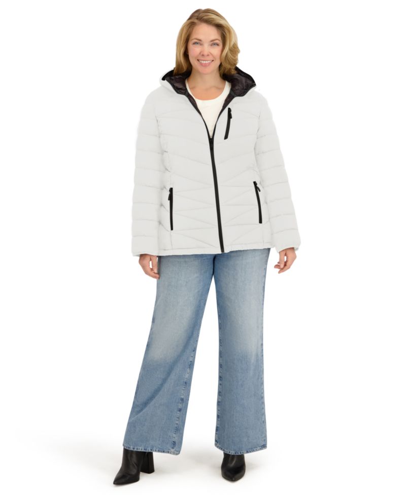 Plus Size Zip Front Short Packable Coat