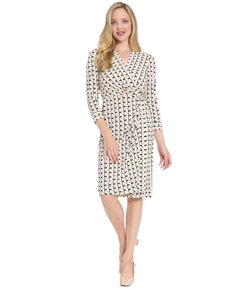 Petite Faux Wrap Midi Dress