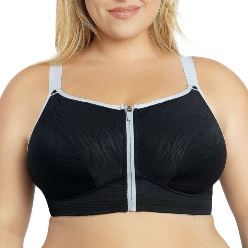 Plus Size Wave Wire-free Zip Front Sports Bra