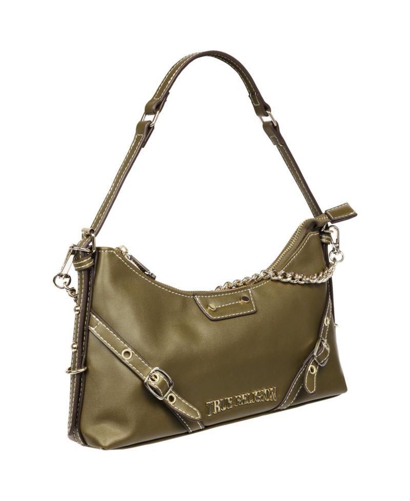 Smooth PU Belted Shoulder Bag
