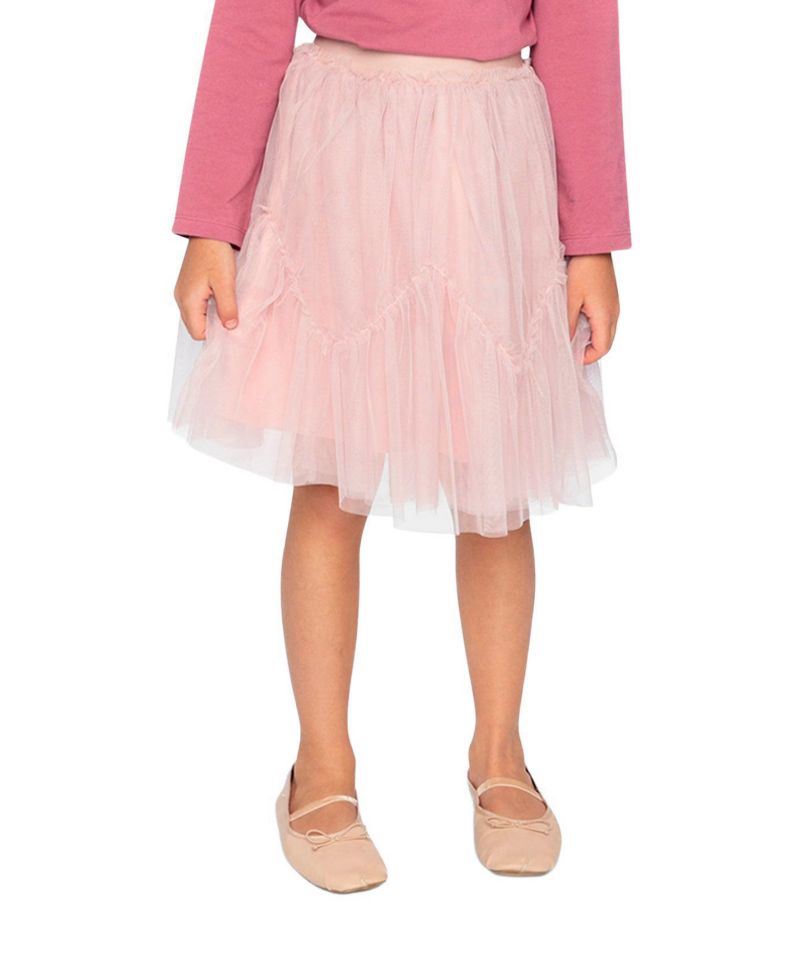 Little and Big Girl ( size 6 to 12 ) Mesh Skirt Pale Dusty