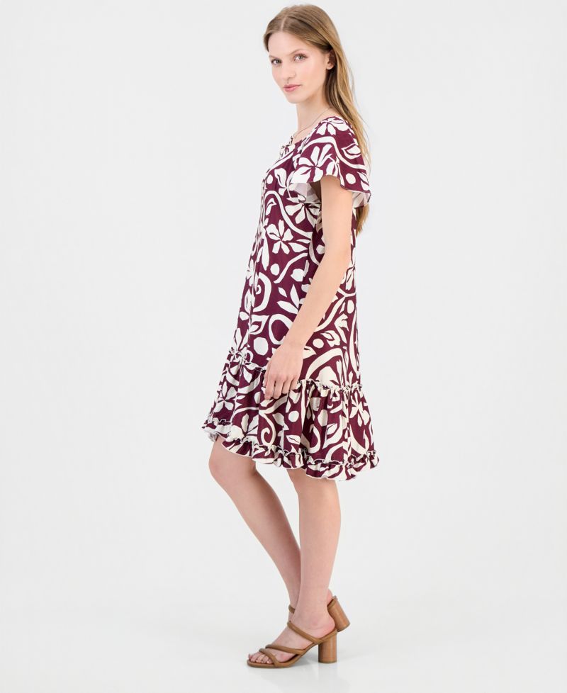 Women's On-Off Shoulder Flutter-Sleeve Dress