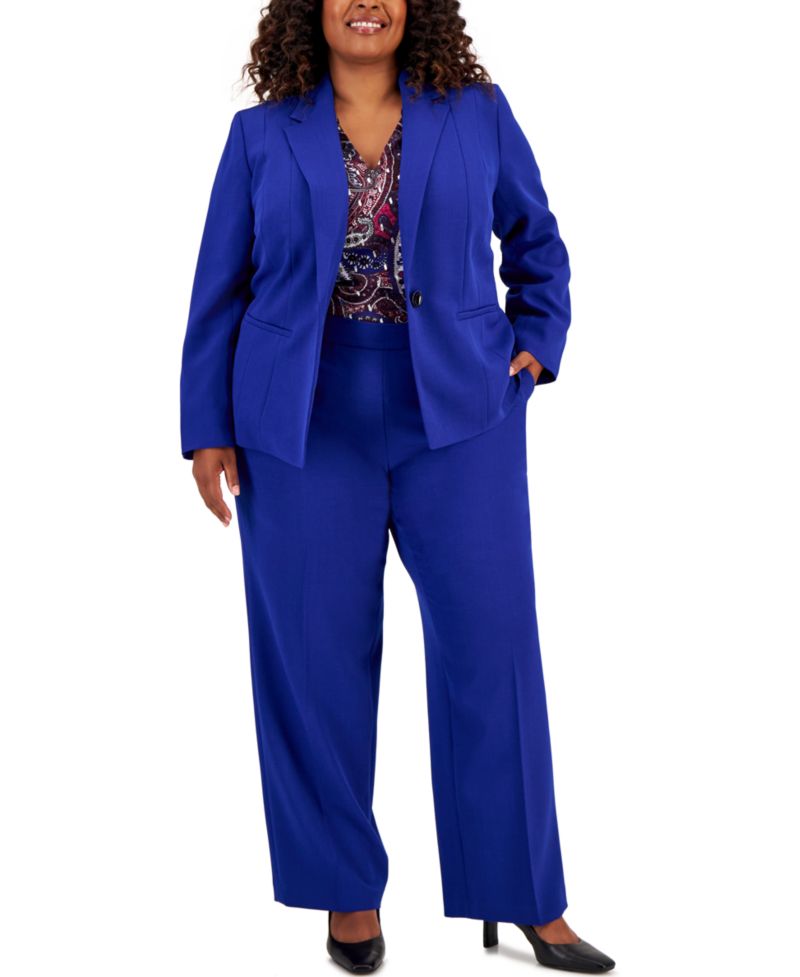Plus Size Crepe One-Button Blazer
