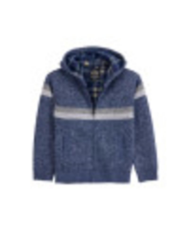 Boy's Fleece Lined Full Zip Hooded Knit Sweater Size 4-18