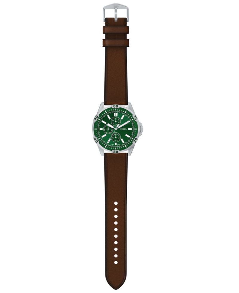 Men's Garrett Multifunction Brown Leather Watch, 44mm
