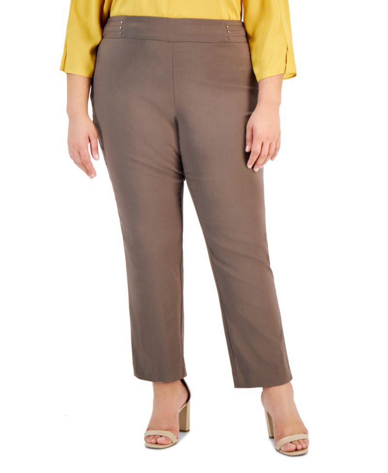 Petite Studded-Rivet Slim-Leg Pants, Petite & Petite Short