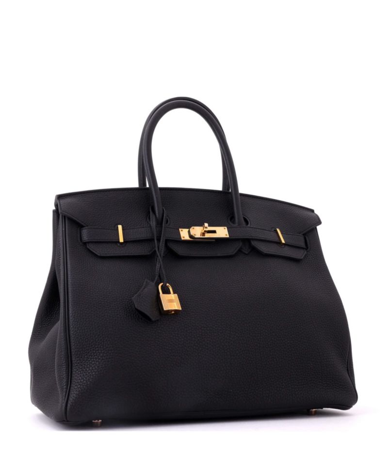 Pre-Owned Hermes Birkin 35 Handbag Black Togo with Rose Gold Hardware