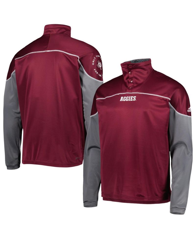 Men's Maroon Texas A&M Aggies AEROREADY Knit Quarter-Snap Jacket