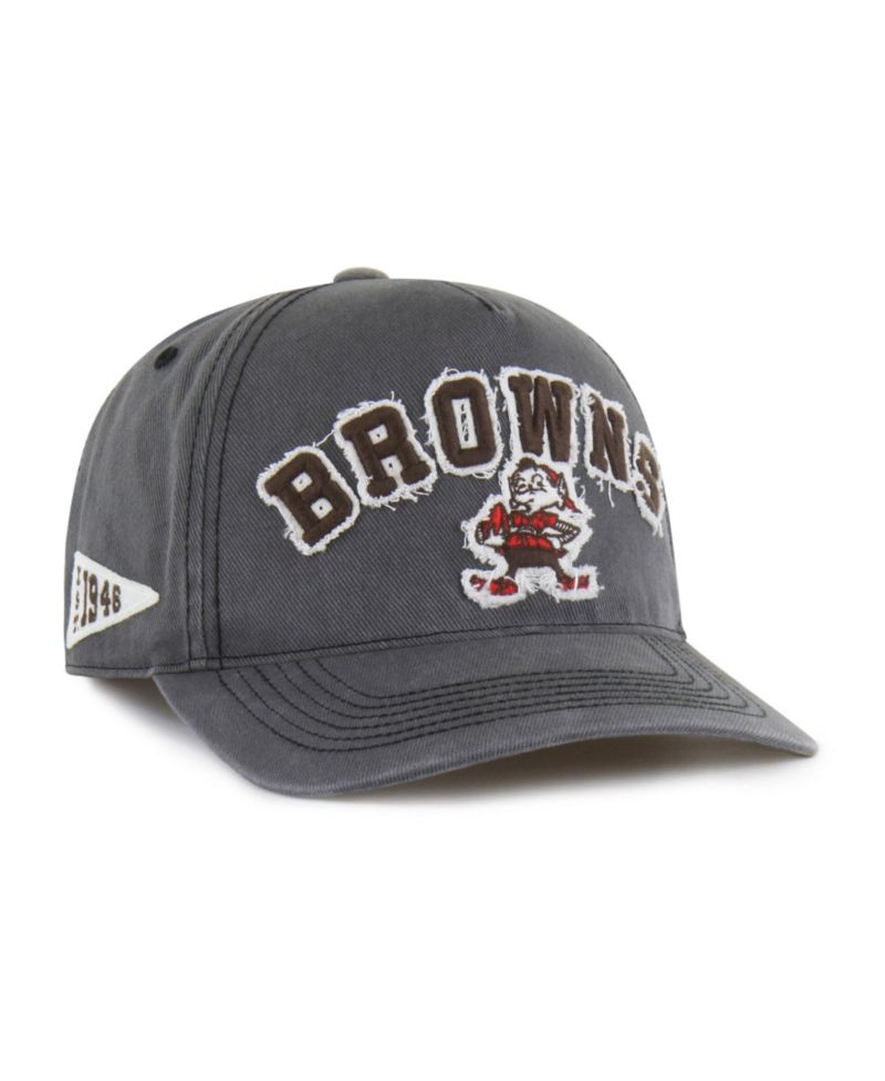 Men's '47 Charcoal Cleveland Browns Throwback Calderwood Well Worn Hitch Adjustable Hat