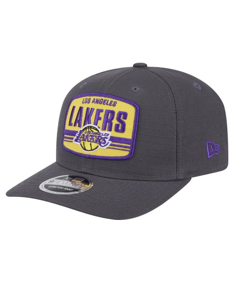 Men's Graphite Los Angeles Lakers Team Elevated Patch 9SEVENTY Adjustable Hat
