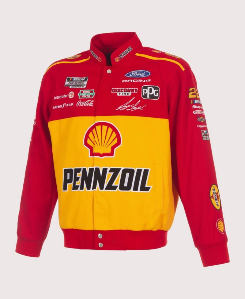 Men's Red/Yellow Joey Logano 2026 Pennzoil Full-Snap Twill Racing Jacket
